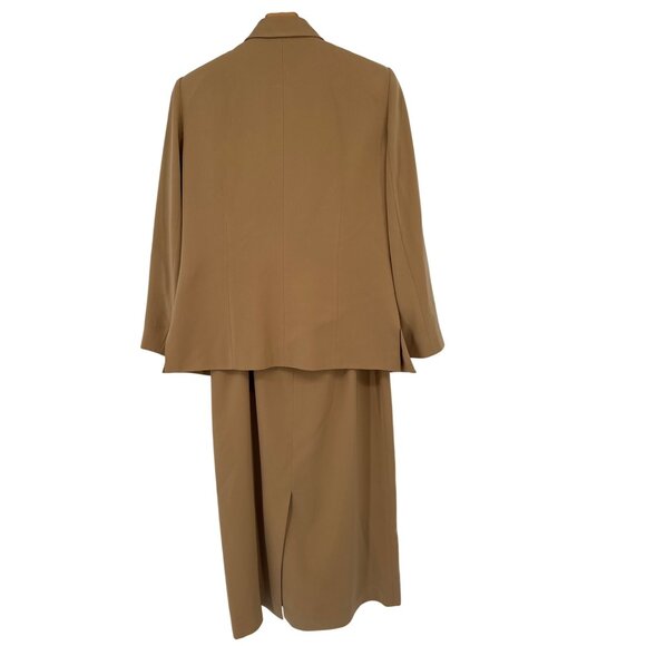 Kasper Dress 2-Piece Camel Skirt Suit Size 12 safari style jacket career - Picture 3 of 5